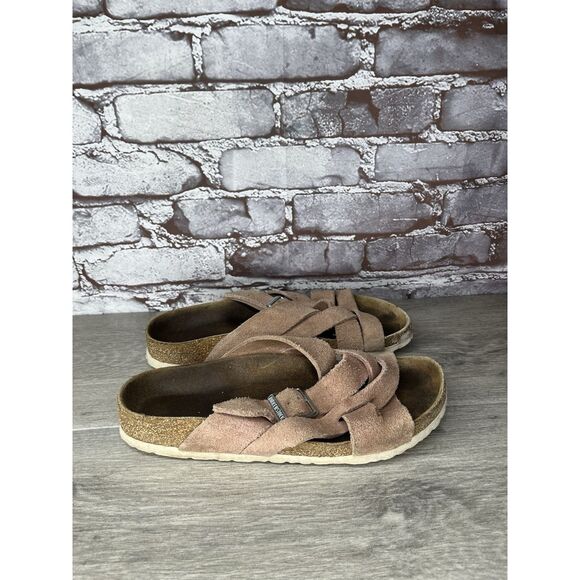 Birkenstock Lugano Pink Clay Suede Leather Slides Sandals Women Sz 39EU/8.5M US - Picture 13 of 16